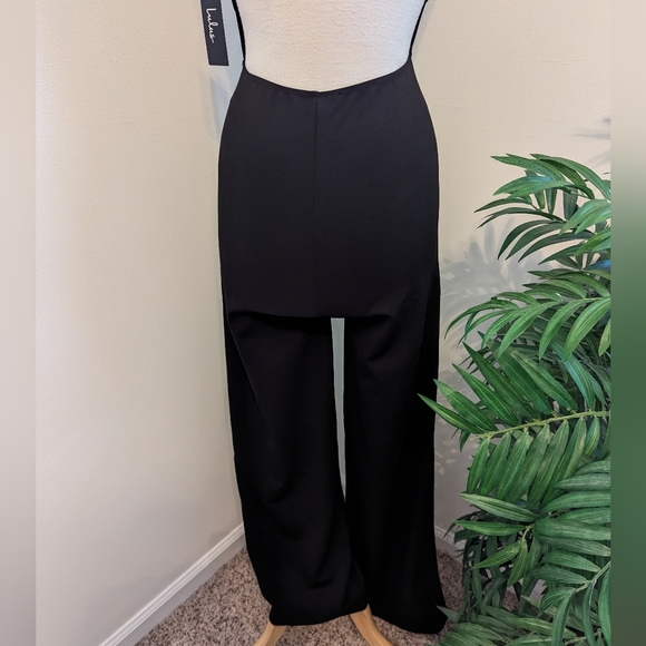 Lulu's Thinking Out Loud Sleeveless Criss Cross Backless Jumpsuit Black Small - Picture 9 of 13